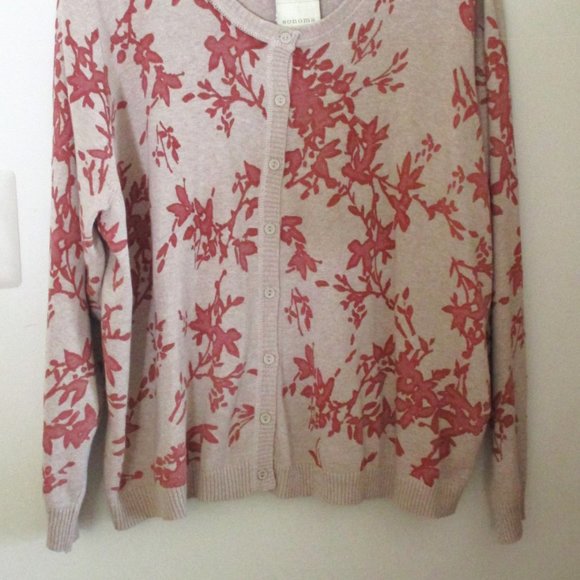 NWT! Sonoma Womens Plus Size Button Front Cardigan, Beige & Rust Floral, Size 3X - Picture 2 of 15